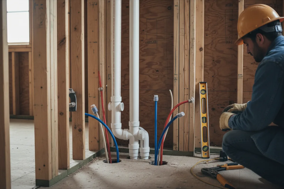 Drain and supply rough-in during Drain Cleaning in Crown Point
