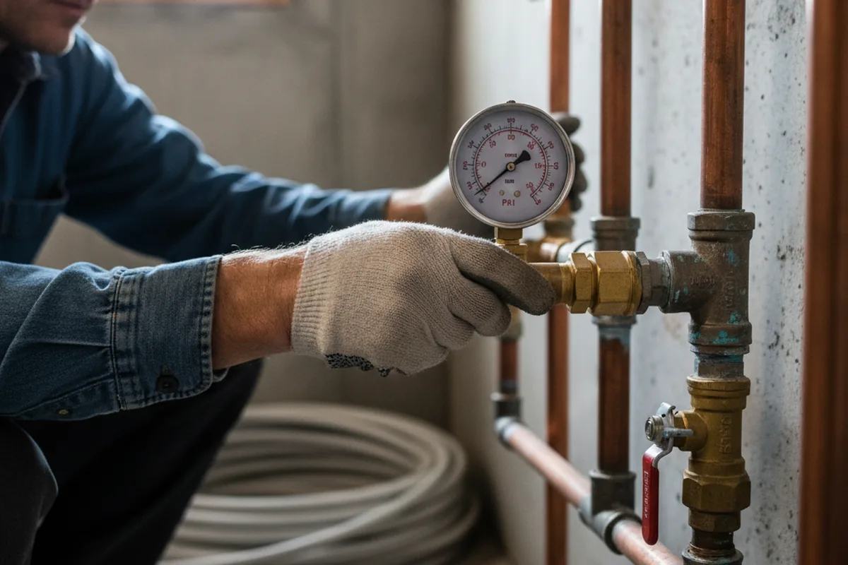 Pressure testing a repaired line during Water Line Repair in Crown Point